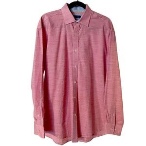 Alan Flusser Men's Shirt Long Sleeve Button Down Red Textured Size M